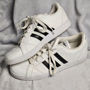 Adidas Neo Baseline Unisex White Stripe Casual Lace Up Athletic Shoes size m6 w8